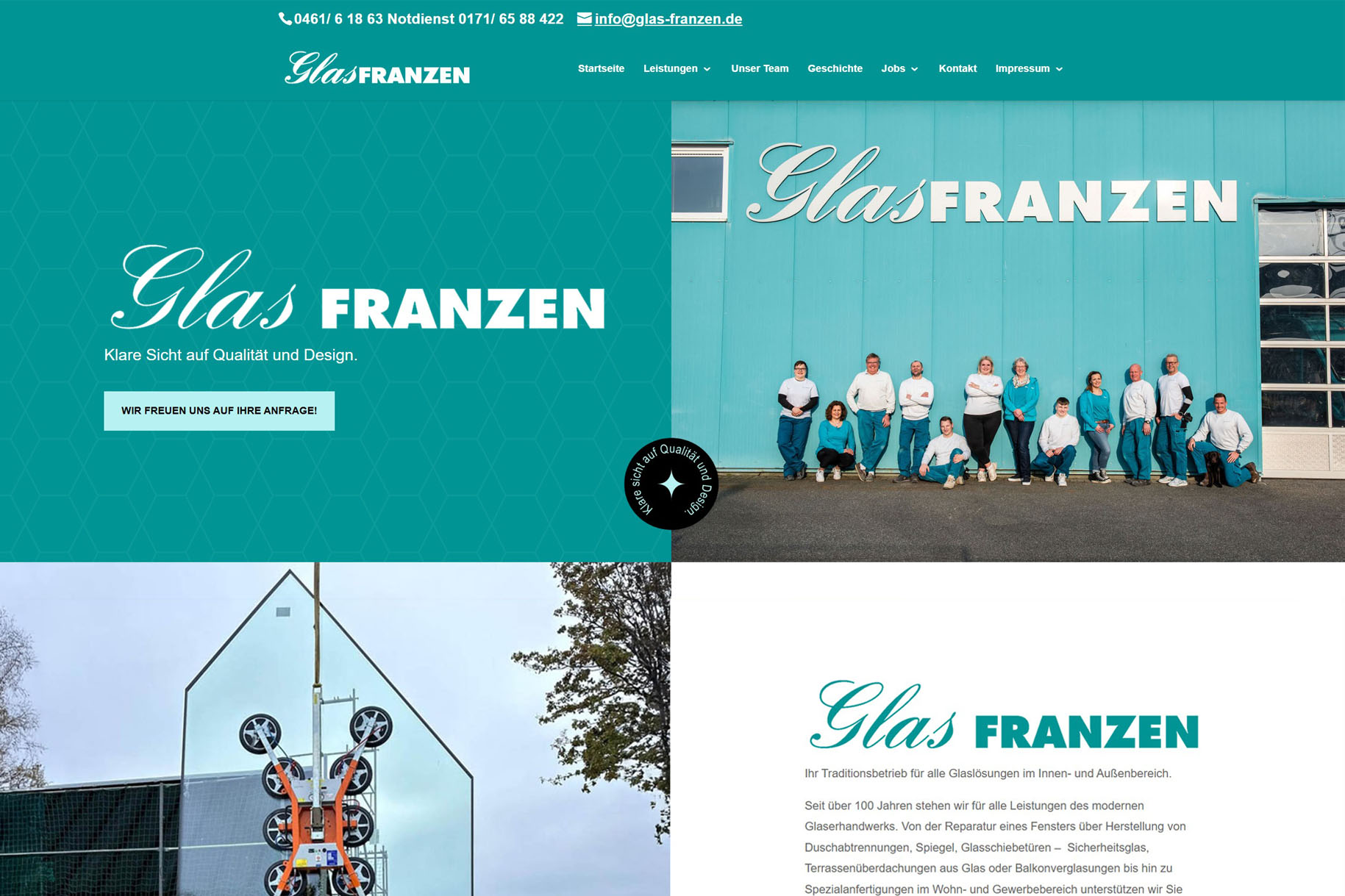 Screenshot der Glas-Franzen-Website
